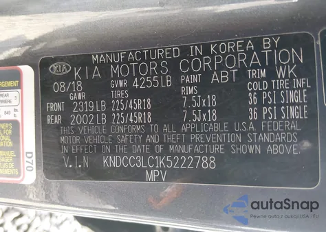 2019 Kia Niro S Touring from USA, damaged, VIN KNDCC3LC1K5222788